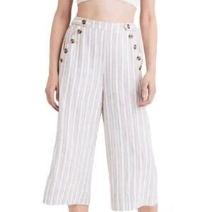 American Eagle Striped Linen Cropped Pants, size Small